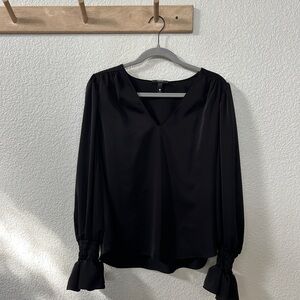 Aqua Black V-Neck Blouse